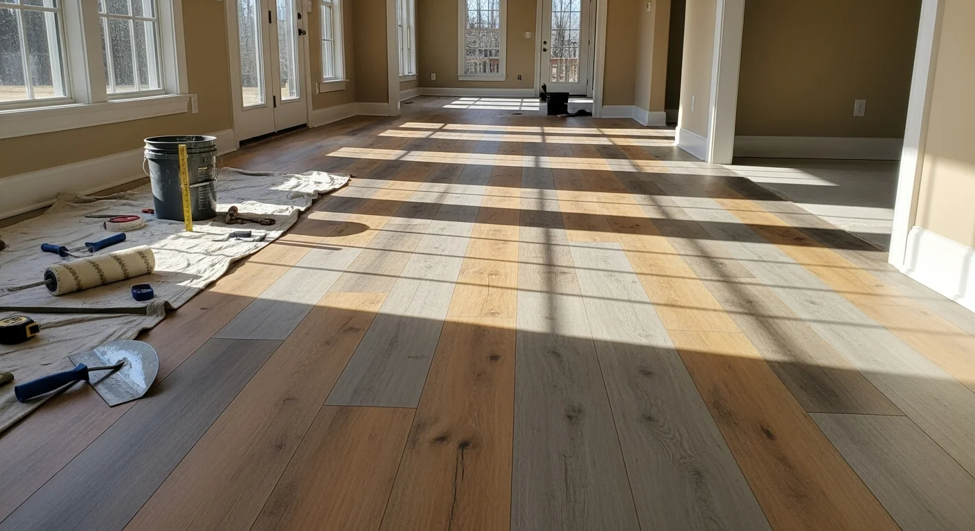LVP flooring installation in residential kitchen