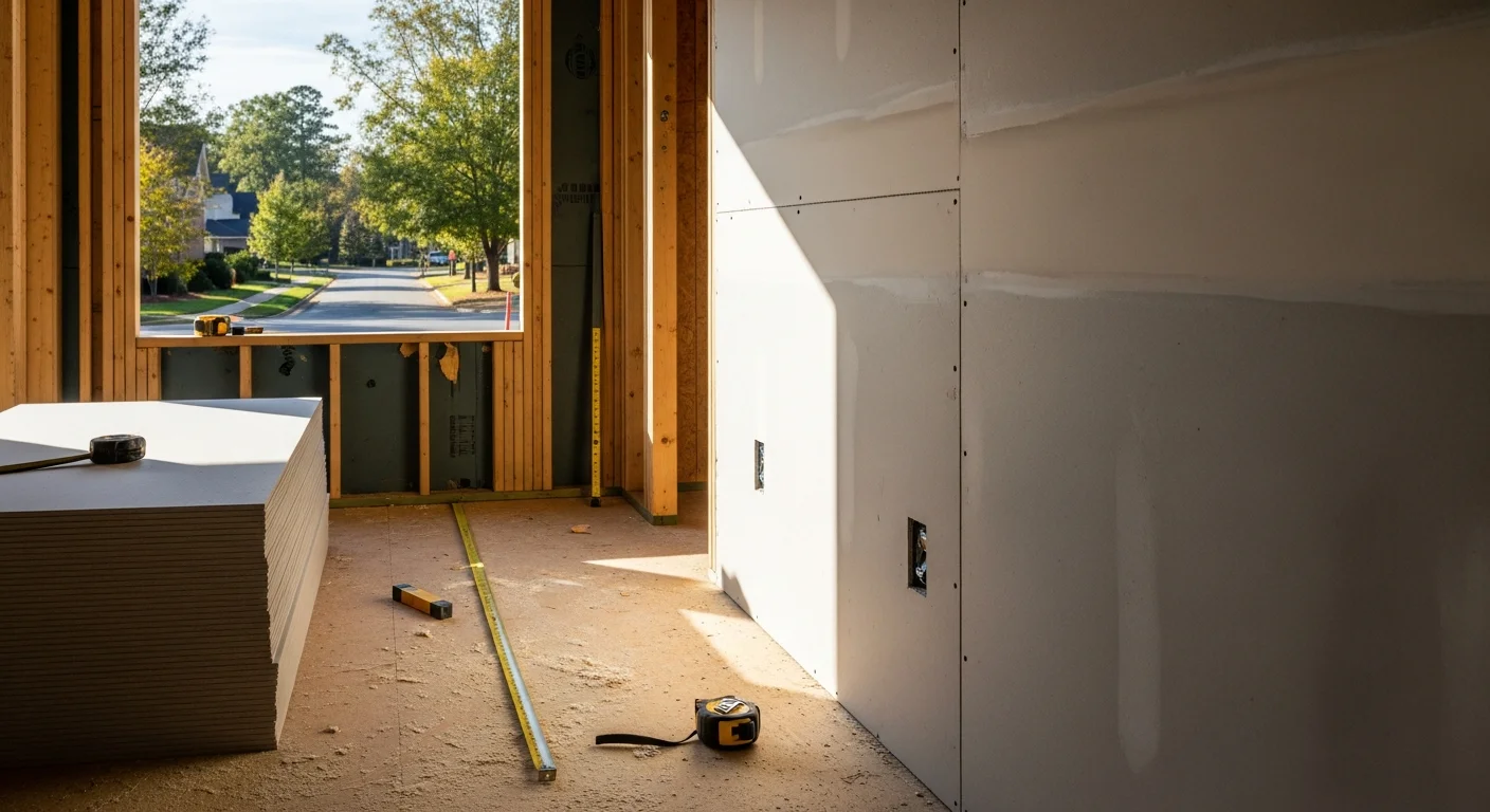 Interior framing and construction work on residential home