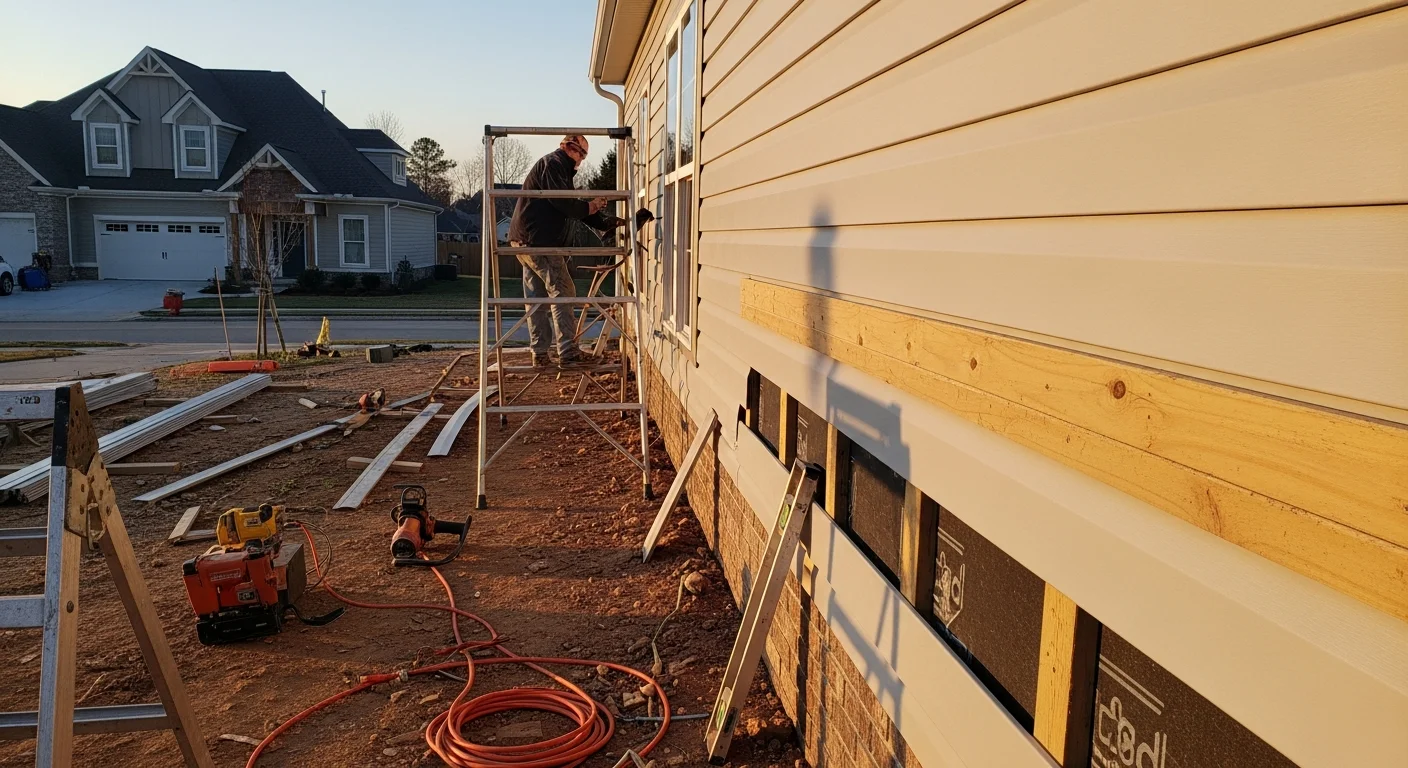 New siding installation on residential home exterior