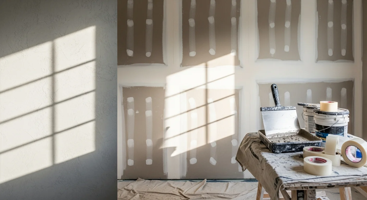 A freshly finished interior wall in a Greenville home showing a smooth, paint-ready Level 5 drywall surface with clean corners and no visible seams. A contractor applies a final skim coat in a newly framed room during a residential remodel project in Greenville, South Carolina.