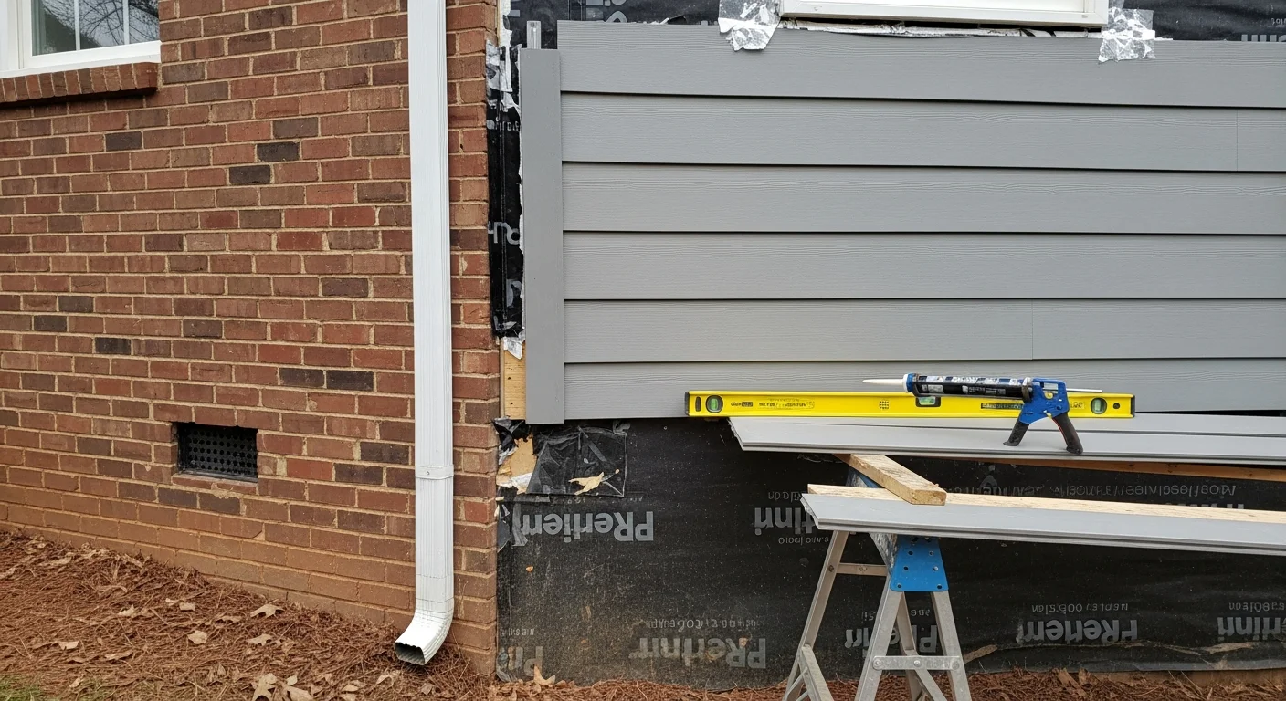 A Greenville residential home with freshly installed siding showing clean panel lines, tight seams, and a fully sealed exterior. The home exterior reflects a completed siding installation by Northpoint Construction Services in Upstate South Carolina.